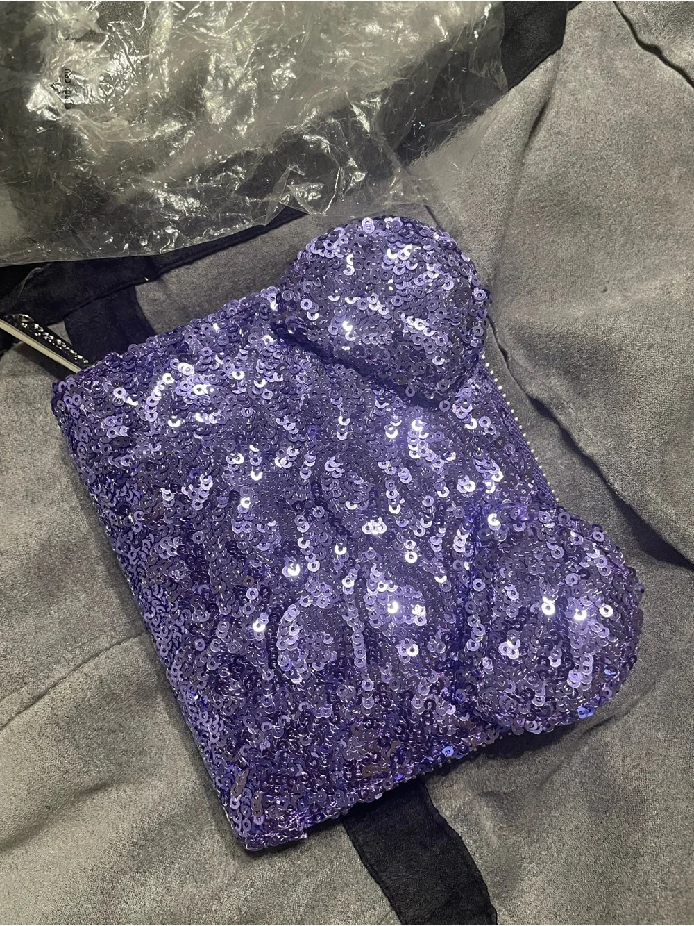 Loungefly Purple Sequin Zip Wallet with Disney Parks Plaque